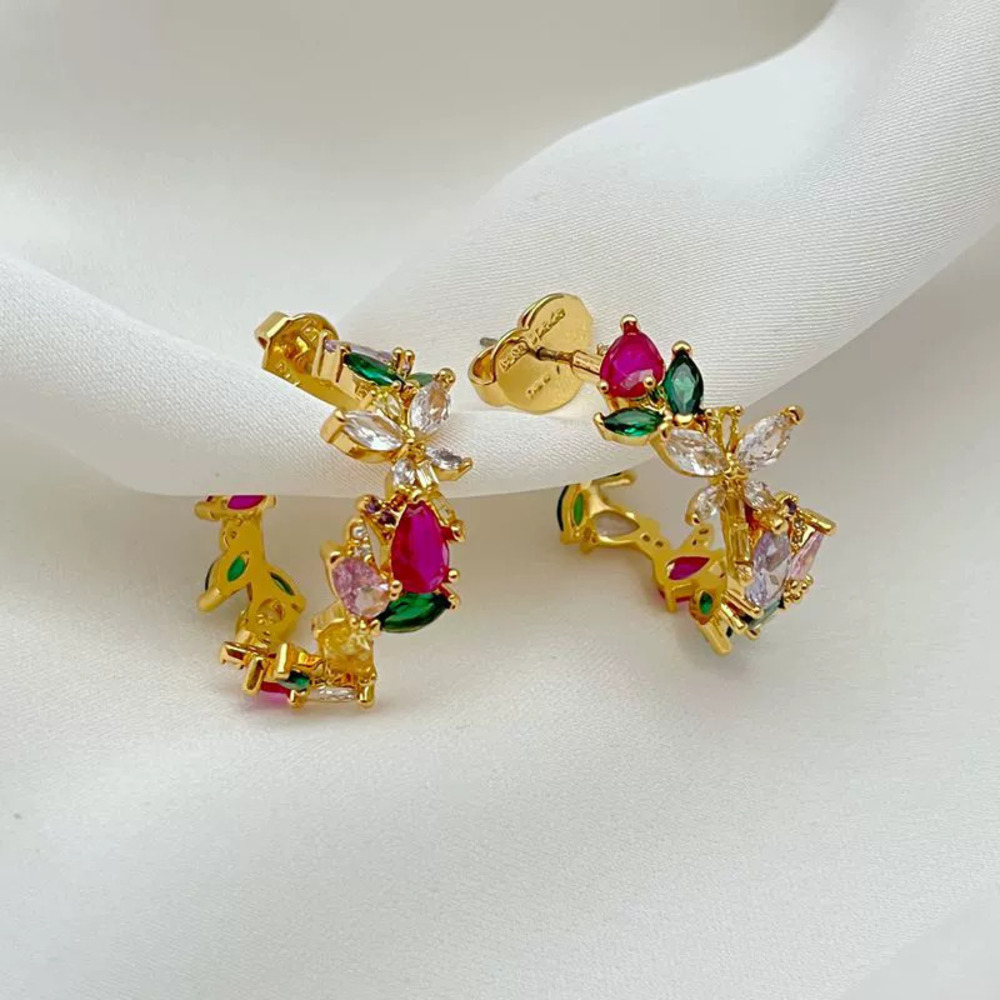 Kendra Scott Forest Multicolor Zircon Butterfly Flower Hoop Earrings